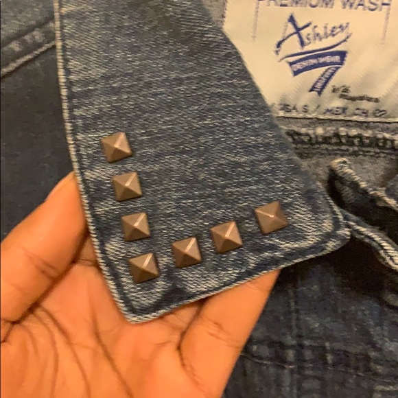 Jean jacket with faux leather sleeves - Picture 3 of 4